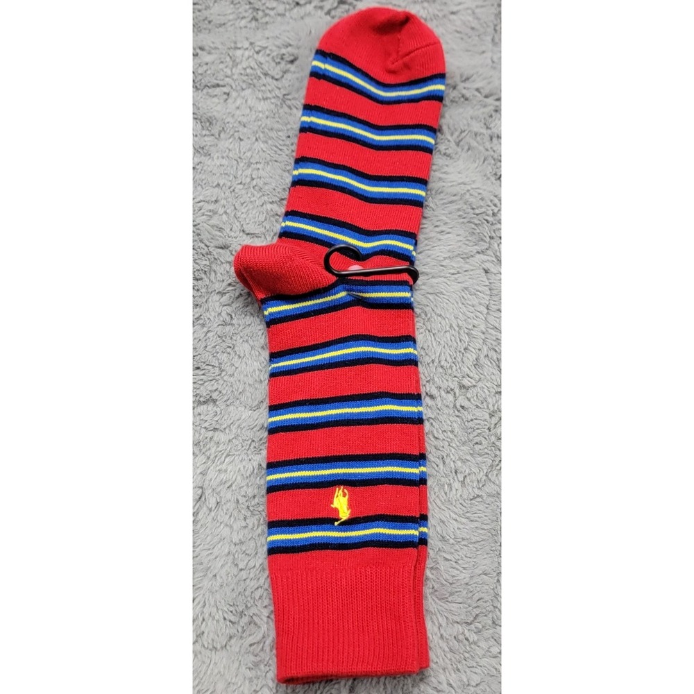 Polo Ralph Lauren Socks Mens 10-13 Red Blue Yellow Stripe Pony Crew Mid Calf